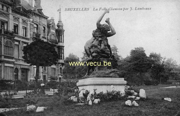 ancienne carte postale de Bruxelles Avenue Palmerston - La Folle Chanson de J. Lambeaux