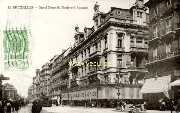 postkaart van Brussel Anspachlaan - Grand Bazar