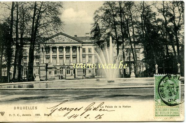 ancienne carte postale de Bruxelles Le Palais de la Nation