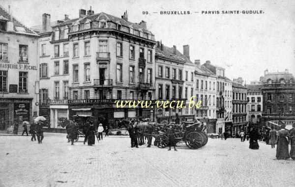 ancienne carte postale de Bruxelles Parvis Sainte Gudule