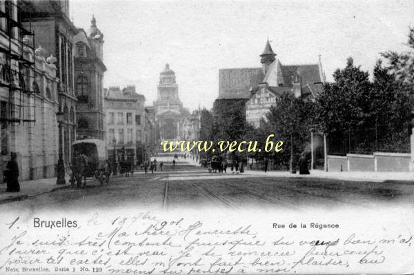 ancienne carte postale de Bruxelles Rue de la régence