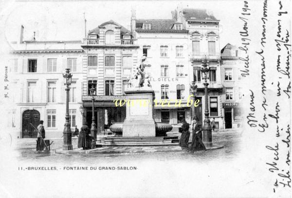 ancienne carte postale de Bruxelles Fontaine du Grand Sablon
