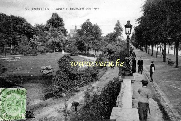 ancienne carte postale de Bruxelles Jardin et Boulevard Botanique