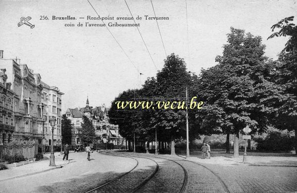 ancienne carte postale de Woluwe-St-Pierre Rond-Point avenue de Tervueren coin de l'avenue Gribaumont (actuel square Léopold II)