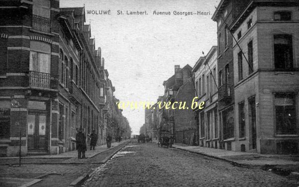 ancienne carte postale de Woluwe-St-Lambert Avenue Georges-Henri (coin av. du Prince Héritier)