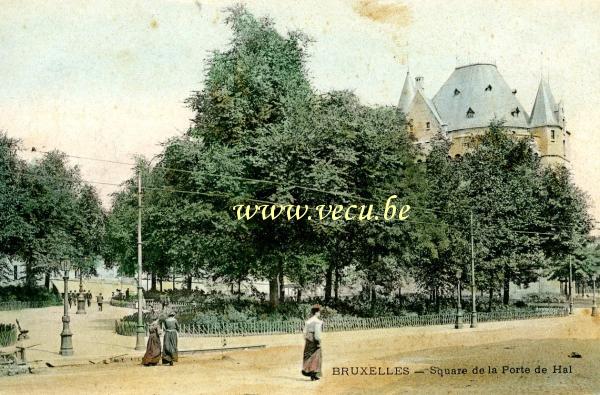 ancienne carte postale de Bruxelles Square de la porte de Hal