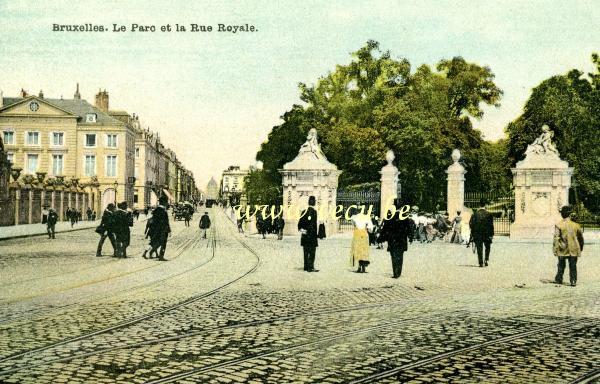 ancienne carte postale de Bruxelles Le Parc et la rue Royale