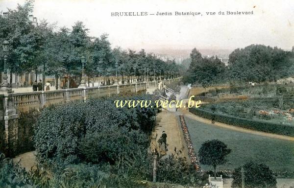 ancienne carte postale de Bruxelles Jardin botanique, vue du Boulevard