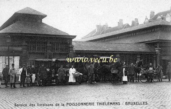 ancienne carte postale de Bruxelles Service des livraisons de la poissonnerie Thielemans