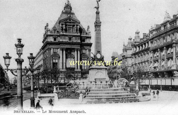 ancienne carte postale de Bruxelles Le monument Anspach