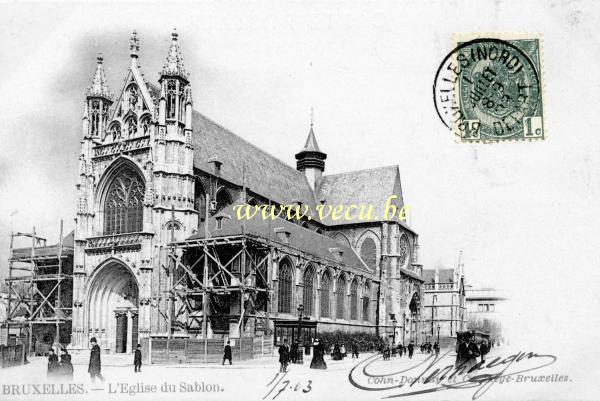 ancienne carte postale de Bruxelles L'église du Sablon