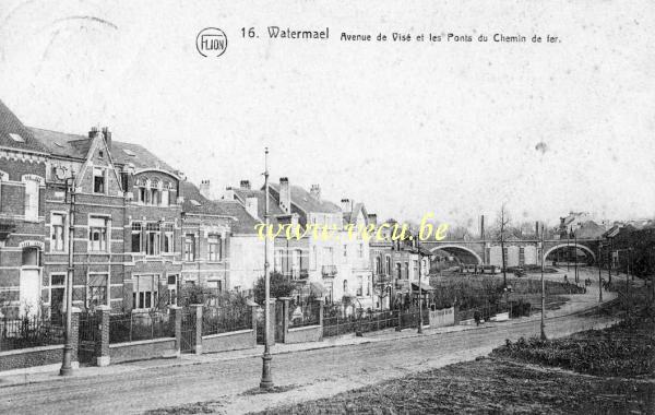 ancienne carte postale de Watermael-Boitsfort Avenue de Visé et les ponts du Chemin de Fer