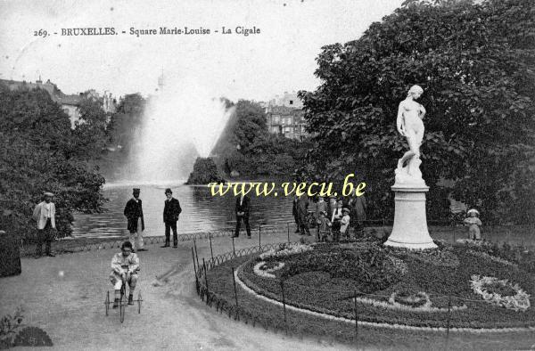 ancienne carte postale de Bruxelles Square Marie-Louise - La Cigale