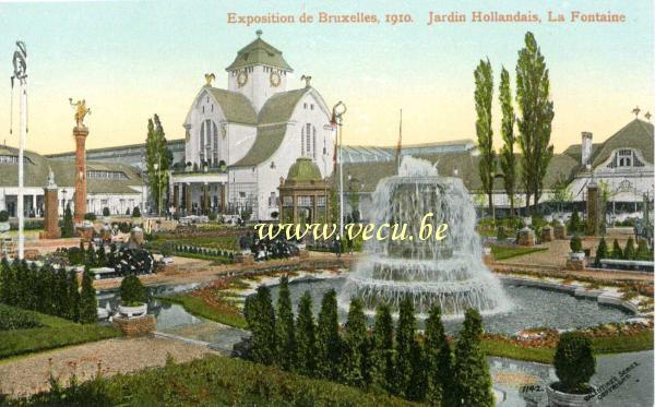 ancienne carte postale de Bruxelles Jardin Hollandais. La fontaine