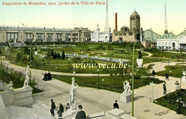 ancienne carte postale de Bruxelles Jardin de la ville de Paris