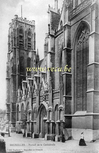 ancienne carte postale de Bruxelles Portail de la cathédrale