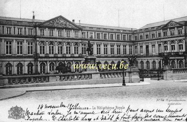 ancienne carte postale de Bruxelles La Bibliothèque Royale