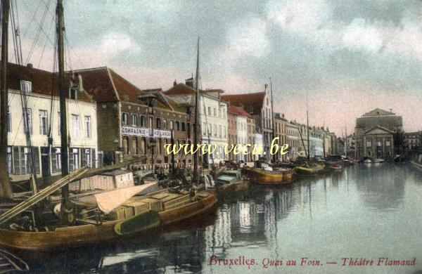 ancienne carte postale de Bruxelles Quai au Foin - Théatre Flamand