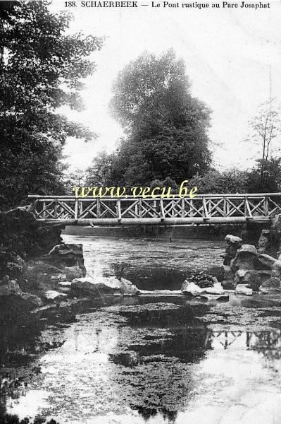 ancienne carte postale de Schaerbeek Le pont rustique au Parc Josaphat