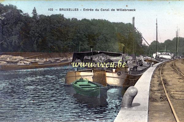 ancienne carte postale de Bruxelles Entrée du canal de Willebroeck