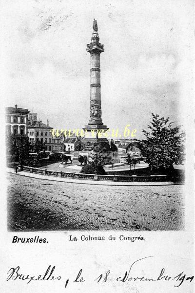 ancienne carte postale de Bruxelles La colonne du Congrès