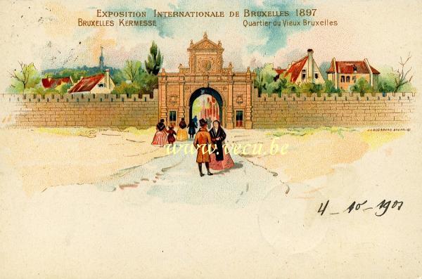 ancienne carte postale de Bruxelles Exposition internationale de 1897 - Bruxelles Kermesse - Quartier du vieux Bruxelles
