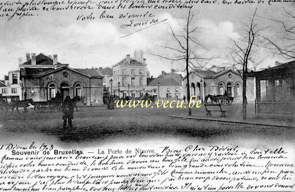 ancienne carte postale de Molenbeek La porte de Ninove
