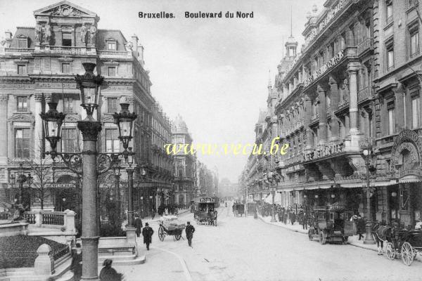 ancienne carte postale de Bruxelles Boulevard du Nord (actuel blvd Adolphe Max)