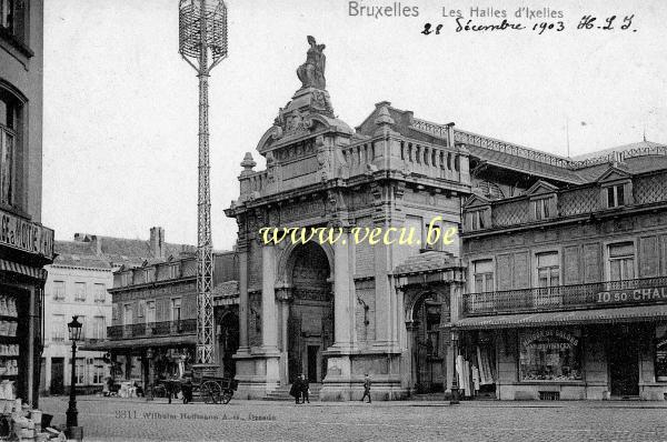 ancienne carte postale de Ixelles Les Halles d'Ixelles (démoli en 1971 - rue de la Tulipe)