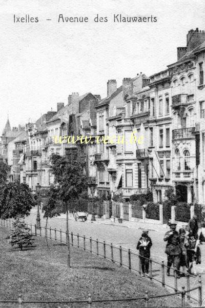 ancienne carte postale de Ixelles Avenue des Klauwaerts (le long des Etangs)