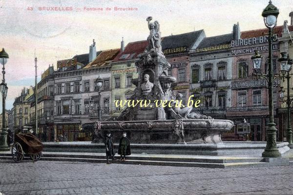 ancienne carte postale de Ixelles Fontaine de Brouckère (Porte de Namur coin rue du Champ de Mars)
