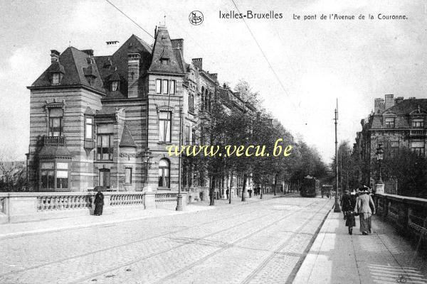 ancienne carte postale de Ixelles Le Pont de l'avenue de la Couronne