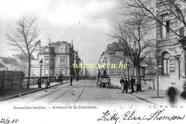 ancienne carte postale de Ixelles Avenue de la Couronne