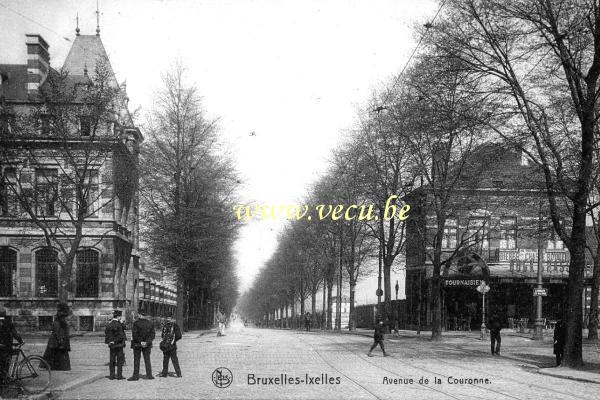 ancienne carte postale de Ixelles Avenue de la Couronne (depuis le blvd Militaire actuellement blvd Gén.Jacques)