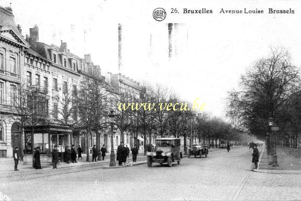 ancienne carte postale de Bruxelles Avenue Louise (probalement à hauteur des n°60 à 66)