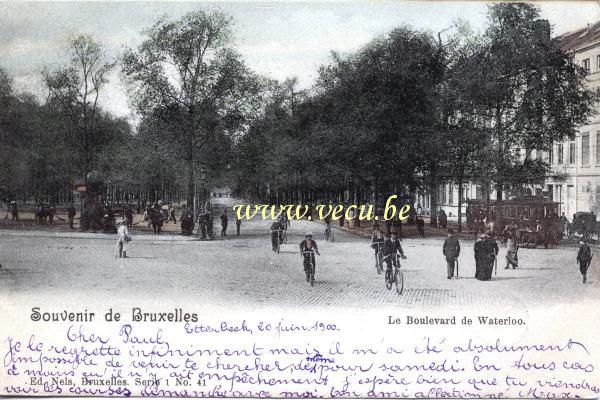 ancienne carte postale de Bruxelles Le Boulevard de Waterloo