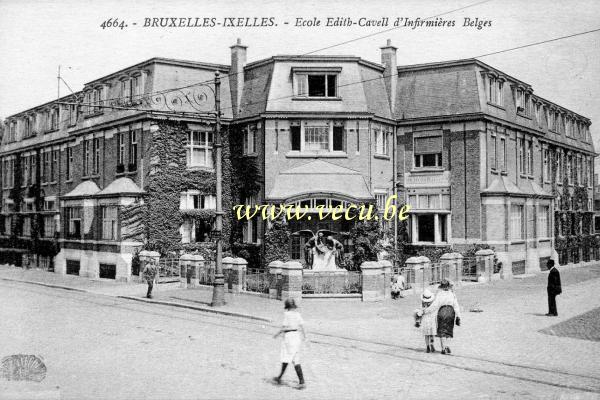 ancienne carte postale de Ixelles Ecole Edith Cavell d'Infirmières Belges
