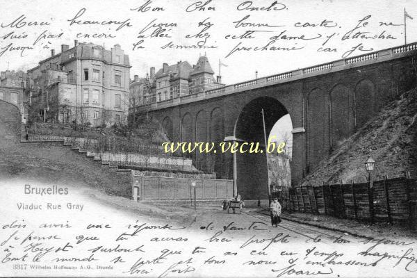 ancienne carte postale de Ixelles Viaduc Rue Gray