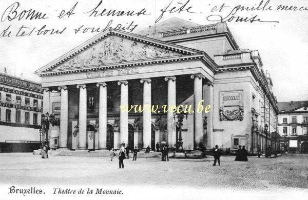 ancienne carte postale de Bruxelles Théâtre de la Monnaie