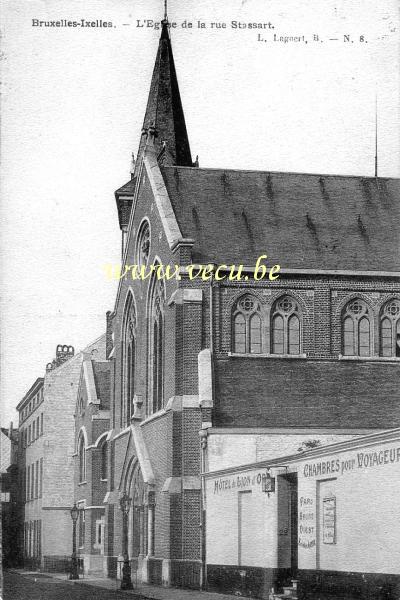 ancienne carte postale de Ixelles L'Eglise de la rue Stassart