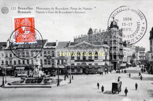 ancienne carte postale de Ixelles Monument de Brouckère, Porte de Namur