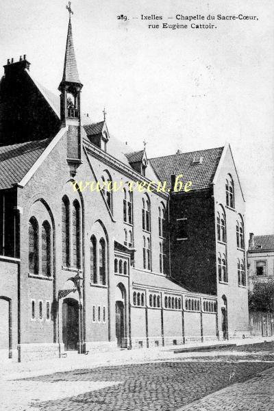 ancienne carte postale de Ixelles Chapelle du Sacré-Coeur, rue Eugène Cattoir