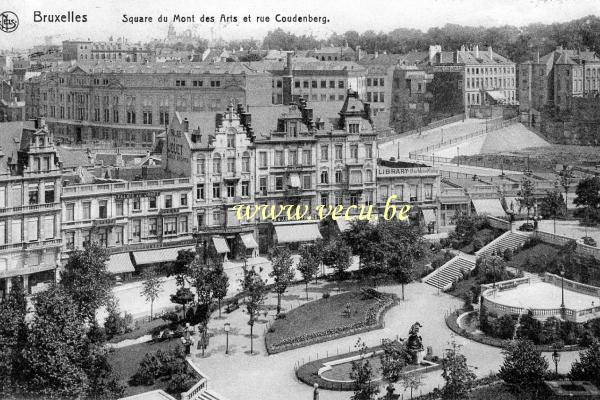 ancienne carte postale de Bruxelles Square du Mont des Arts et rue Coudenberg