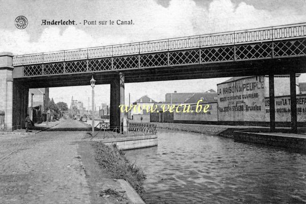 ancienne carte postale de Anderlecht Pont sur le canal