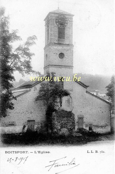 ancienne carte postale de Watermael-Boitsfort L'Eglise St Hubert dite Ste Philomène (construite 1827-1833 et démolie 1925)