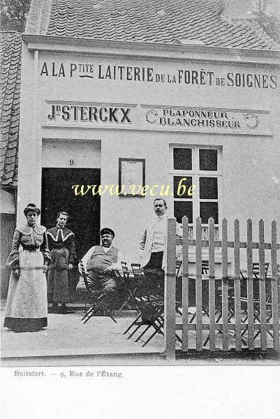 ancienne carte postale de Watermael-Boitsfort 9 Rue de l'Etang - A la petite laiterie de la fôret de Soignes (actuel Chemin des Silex)
