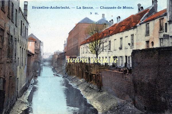 ancienne carte postale de Anderlecht La Senne - Chaussée de Mons