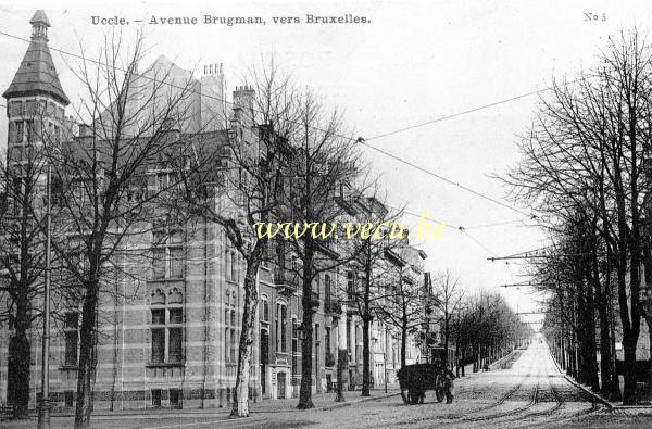 ancienne carte postale de Uccle Avenue Brugman, vers Bruxelles