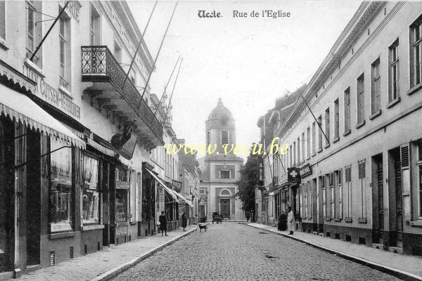 ancienne carte postale de Uccle Rue de l'Eglise (actuelle rue Xavier de Bue)