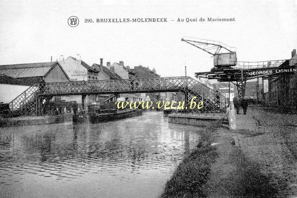 ancienne carte postale de Molenbeek Au quai de Mariemont
